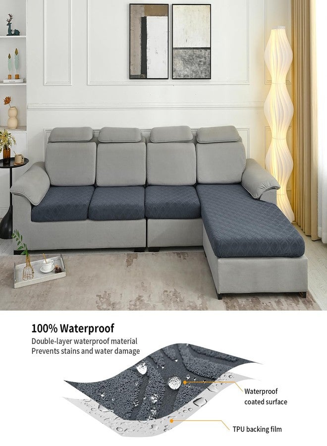 KELUINA Waterproof Loveseat Couch Cushion Covers, Jacquard Magic Sofa Cushion Covers Washable, Stretch Couch Seat Covers Furniture Protector for Pets with Elastic Bottom (2PC, Grey) - Image 5